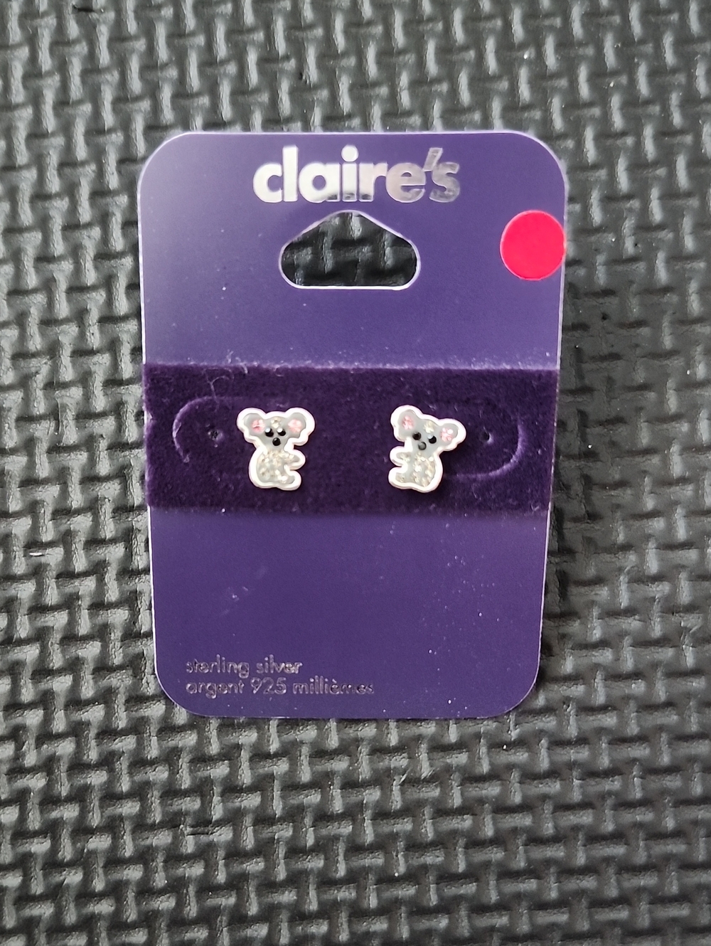 Claire's Silver Koala Stud Earrings with Pink Ear Accents